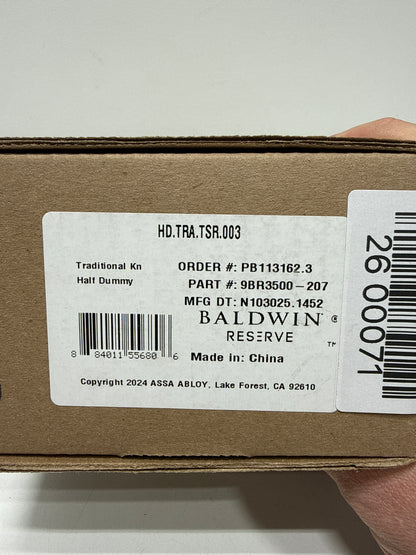 Baldwin HD.TRA.TSR Traditional Non-Turning One-Sided Dummy Door Knob with Square Rose Lifetime Polished Brass