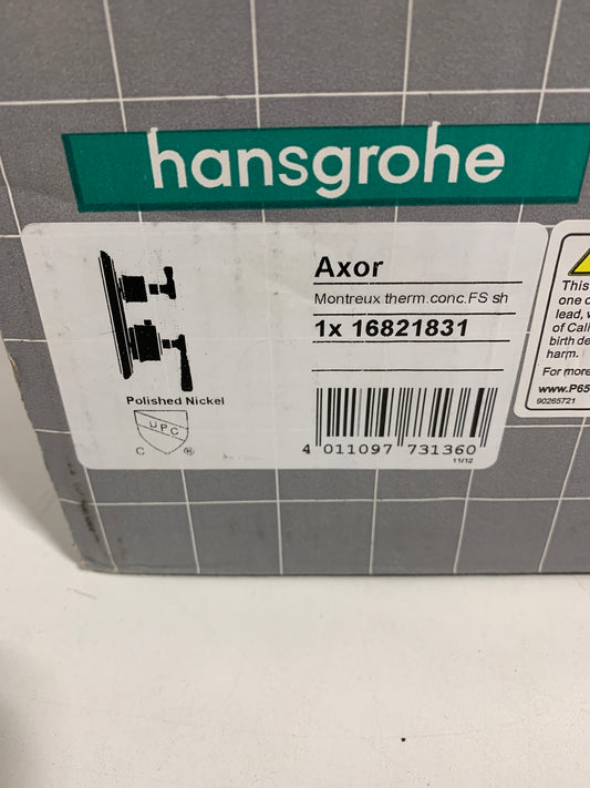 Axor 16821 Montreux Thermostatic Valve Trim with Integrated Diverter and Volume Controls Less Valve