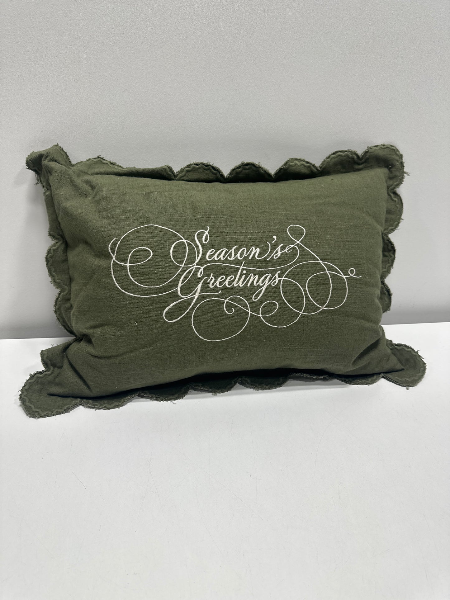 14"x20" Embroidered Season's Greetings Pillow Green - Threshold™ Designed with Studio McGee