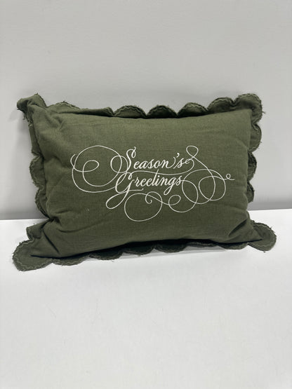 14"x20" Embroidered Season's Greetings Pillow Green - Threshold™ Designed with Studio McGee