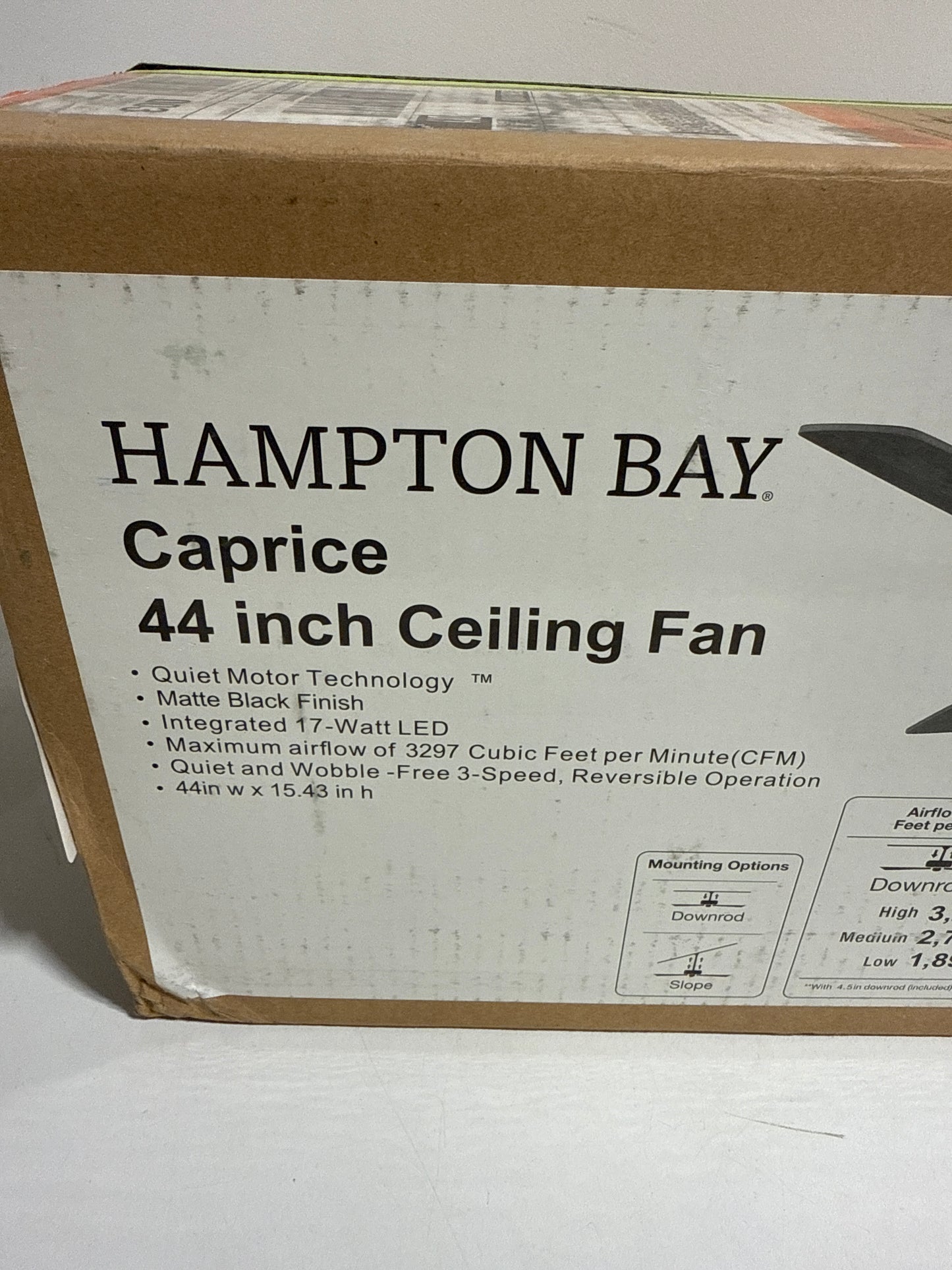 Caprice 44 in. Integrated LED Indoor Matte Black Ceiling Fan with Light Kit