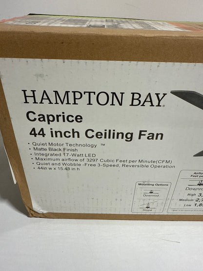 Caprice 44 in. Integrated LED Indoor Matte Black Ceiling Fan with Light Kit