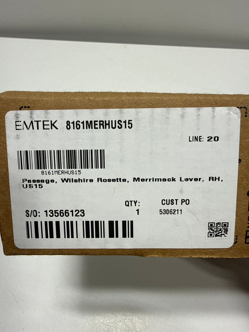 Emtek Passage, Wilshire Rosette, Merrimack Lever, RH, US15 SKU: 8161MERHUS15