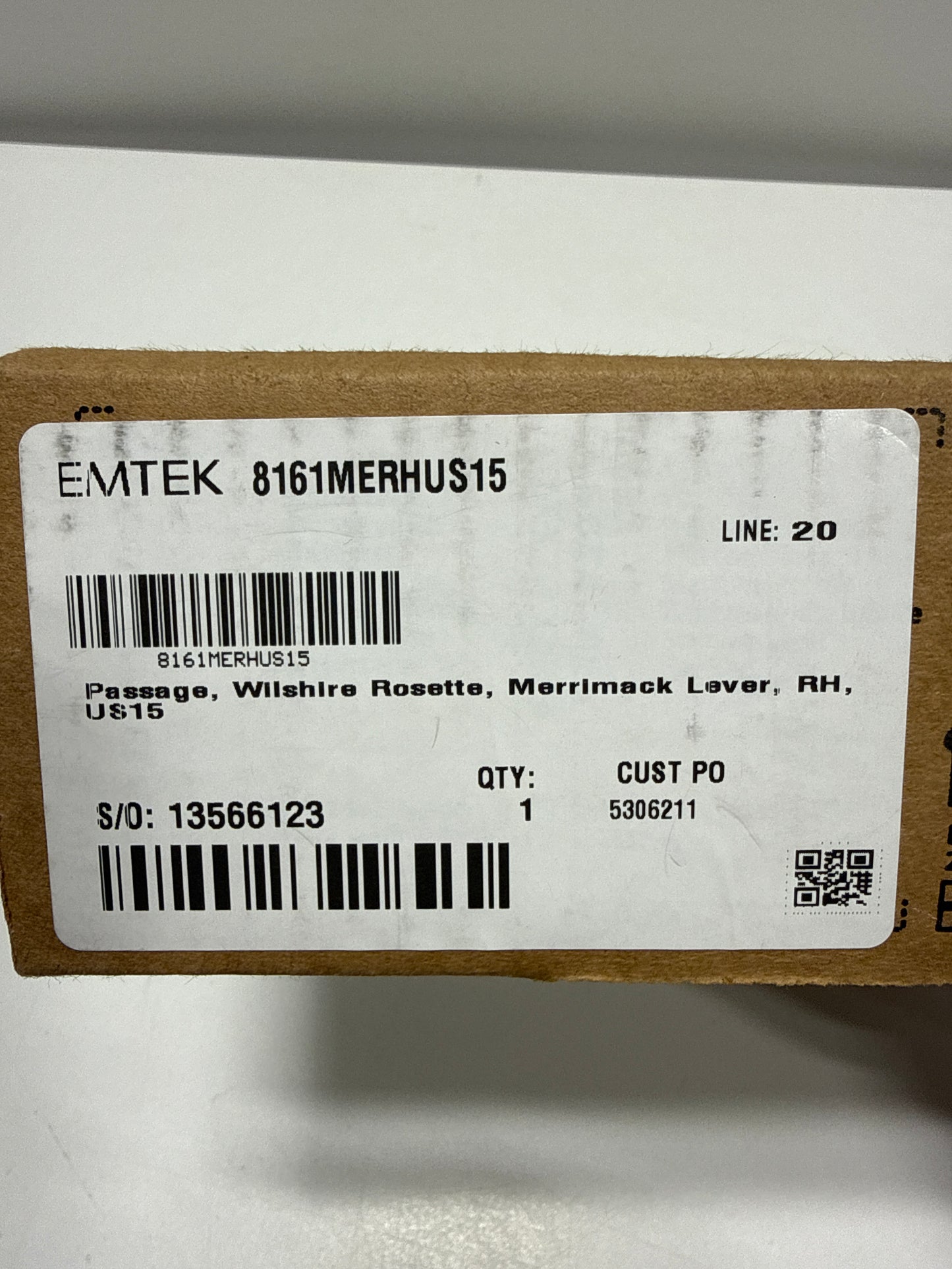 Emtek Passage, Wilshire Rosette, Merrimack Lever, RH, US15 SKU: 8161MERHUS15
