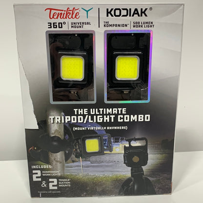 Tenikle 360° Universal Mount and Kodiak Kompanion Work Light the Ultimate Tripod and Light Combo 2 Ct