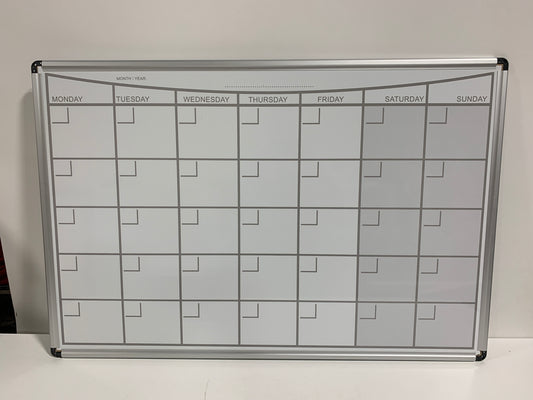 See Desc Craftex 36 X 24 in. Lacquered Steel Magnetic Monthly Planner Dry Erase Board, Aluminium Frame