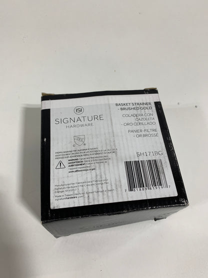 Signature Hardware 902367 3-1/2" Basket Strainer for Sinks up to 1" Thick Brushed Gold