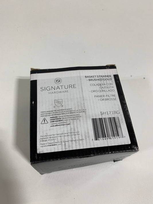 Signature Hardware 902367 3-1/2" Basket Strainer for Sinks up to 1" Thick Brushed Gold