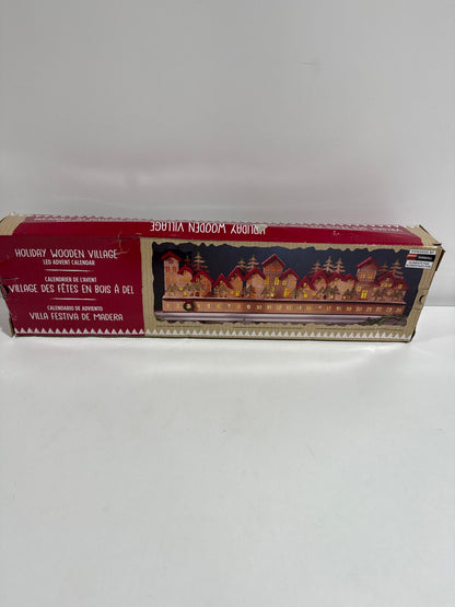 30" Holiday Wooden Village LED Advent Calendar