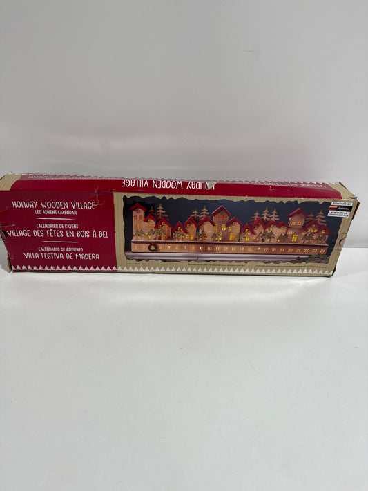 30" Holiday Wooden Village LED Advent Calendar