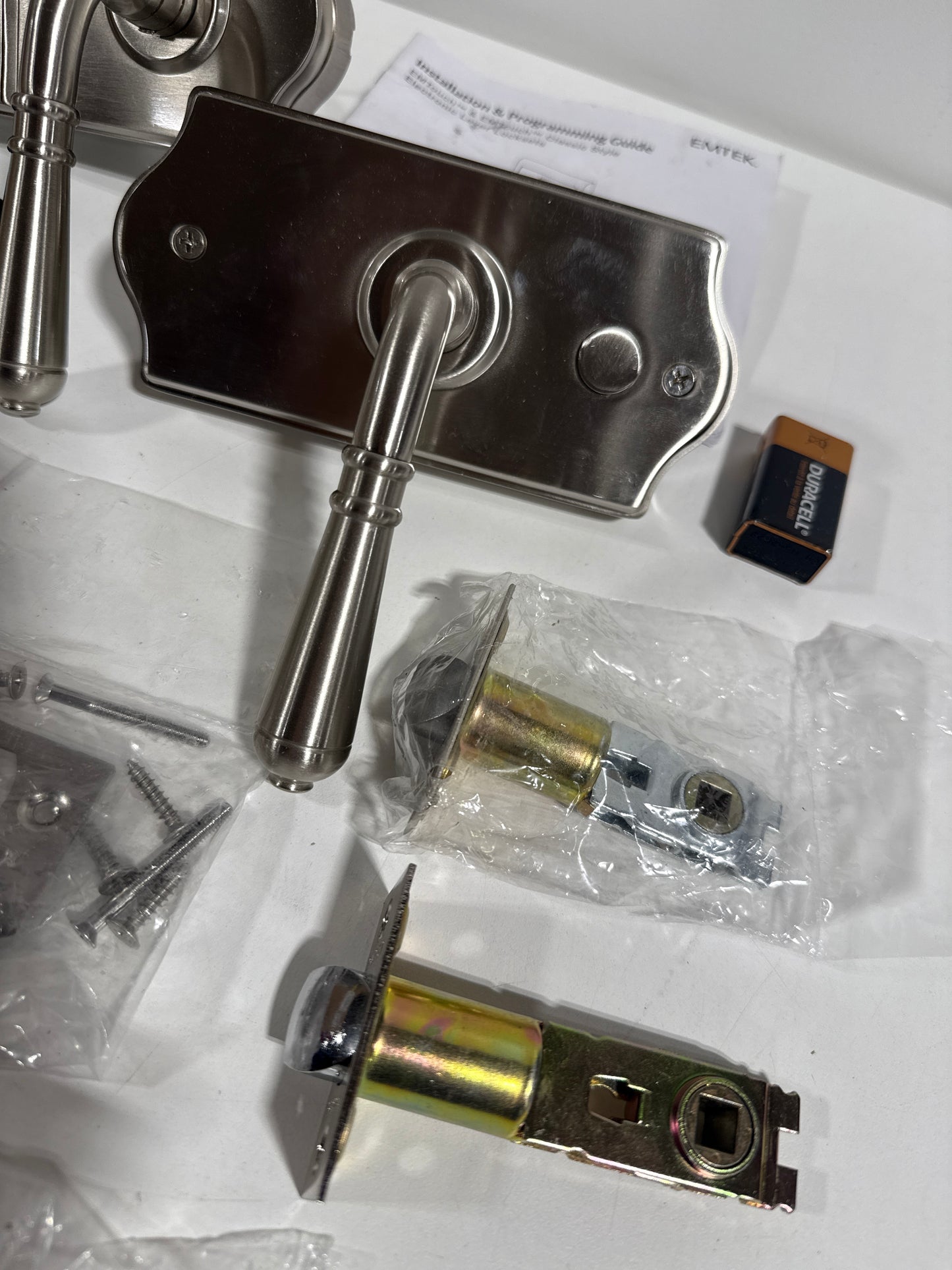 Used Emtek E4202US15 Satin Nickel EMTouch Classic Keypad Style Leverset with Storeroom/Gate Function