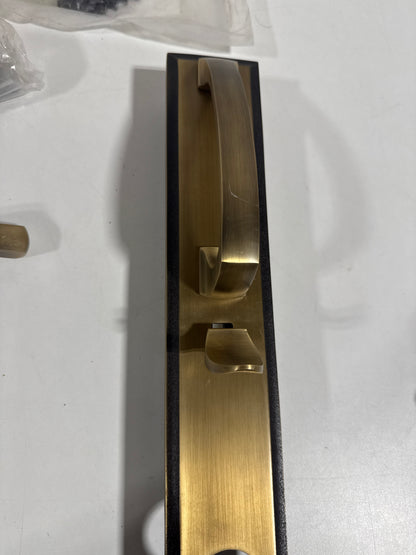 Scratch Signature Hardware 479101 Aurick Right Handed Solid Brass Keyed Entry Door Lever Set with 2-3/8" Backset - Antique Brass