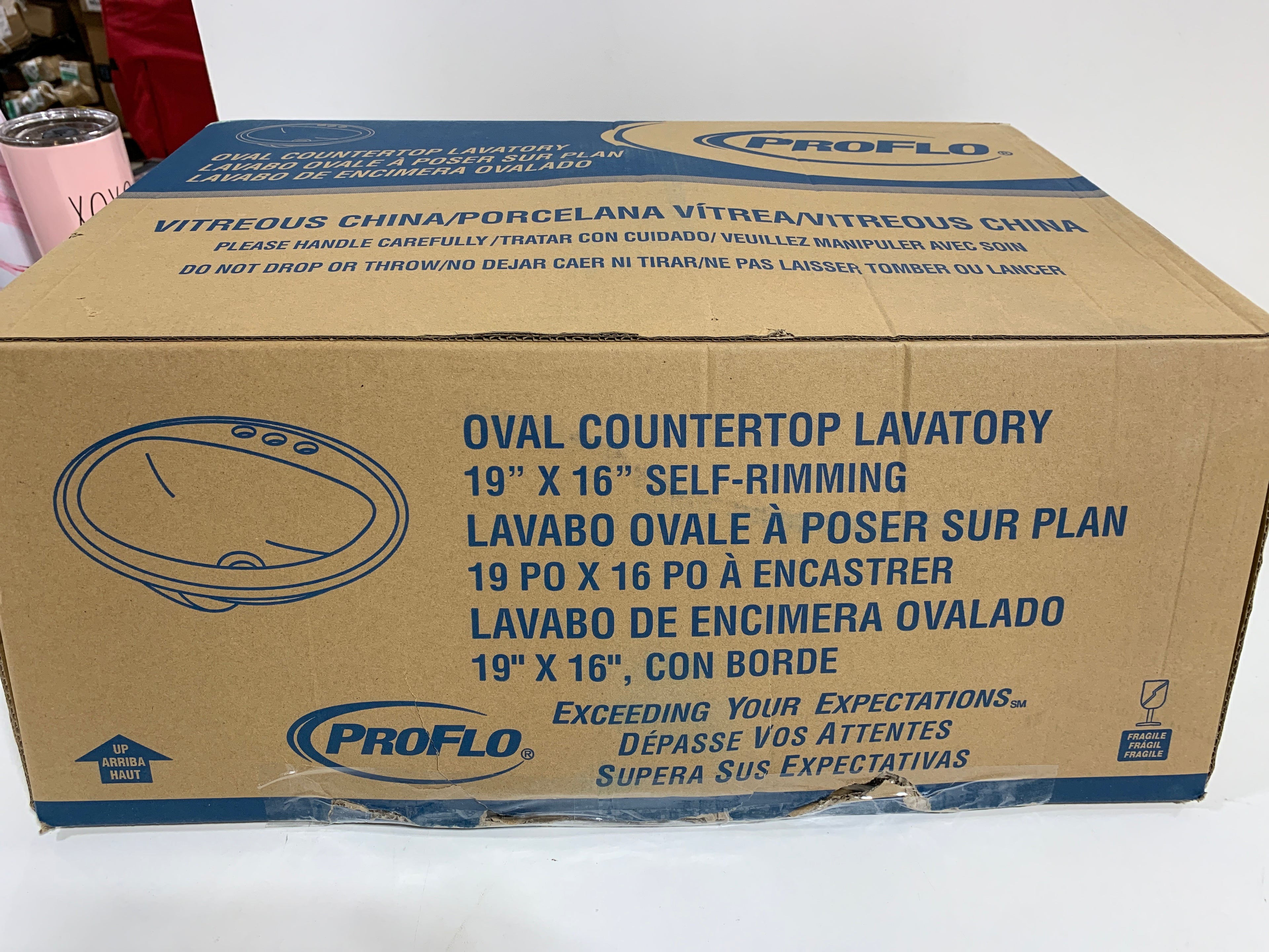 PROFLO PF19164 Rockaway 19’’ Oval Vitreous China Drop in Bathroom Sink with Overflow and 3 Faucet Holes at 4’’ Centers