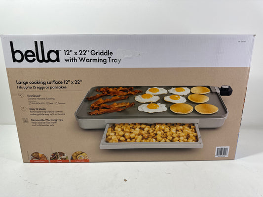 Bella 12" x 22" XL Griddle with Warming Tray