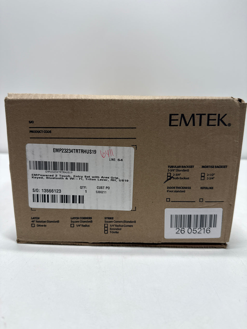 Emtek Empowered 2 Ares Left Handed Sectional Electronic Touchpad/Fingerprint Keyless Entry Handleset with Helios Interior Lever and Bluetooth/WiFi Model: EMP23234HLOLHUS19
