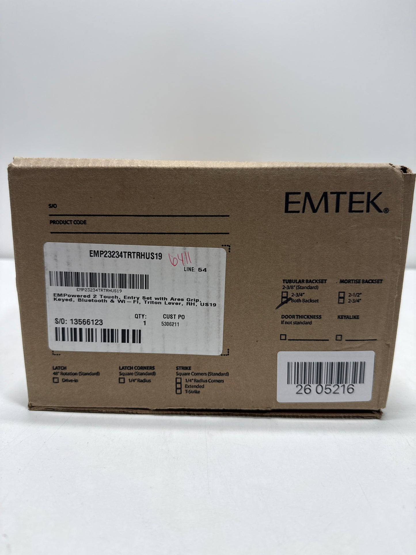 Emtek Empowered 2 Ares Left Handed Sectional Electronic Touchpad/Fingerprint Keyless Entry Handleset with Helios Interior Lever and Bluetooth/WiFi Model: EMP23234HLOLHUS19