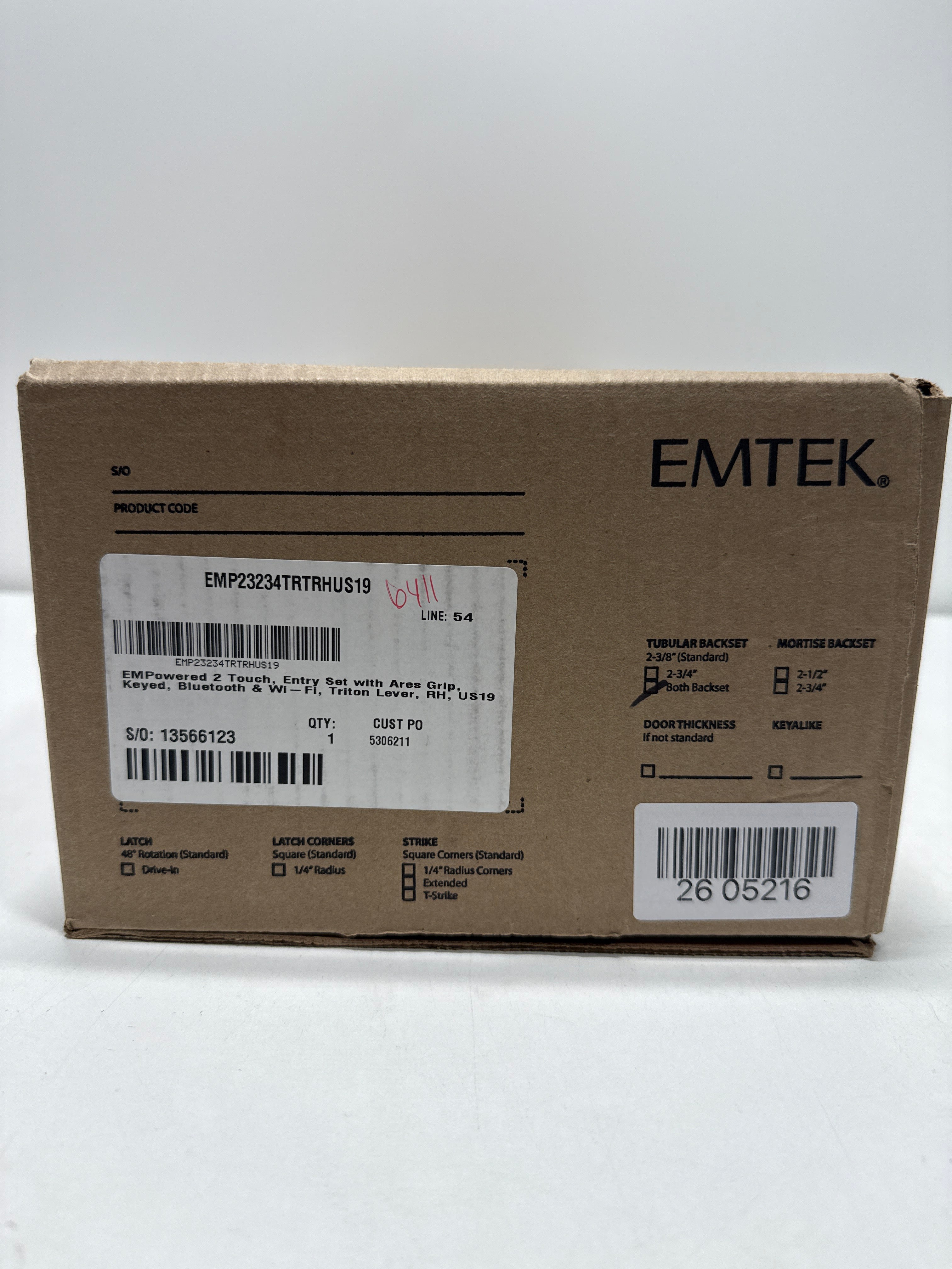 Emtek Empowered 2 Ares Left Handed Sectional Electronic Touchpad/Fingerprint Keyless Entry Handleset with Helios Interior Lever and Bluetooth/WiFi Model: EMP23234HLOLHUS19