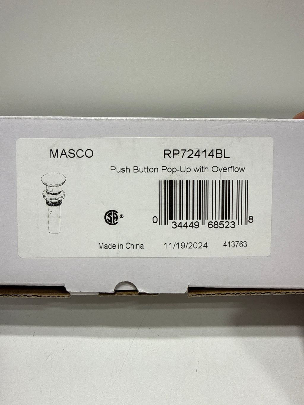 Used Brizo RP72414 1-5/8" Push Button Drain Assembly