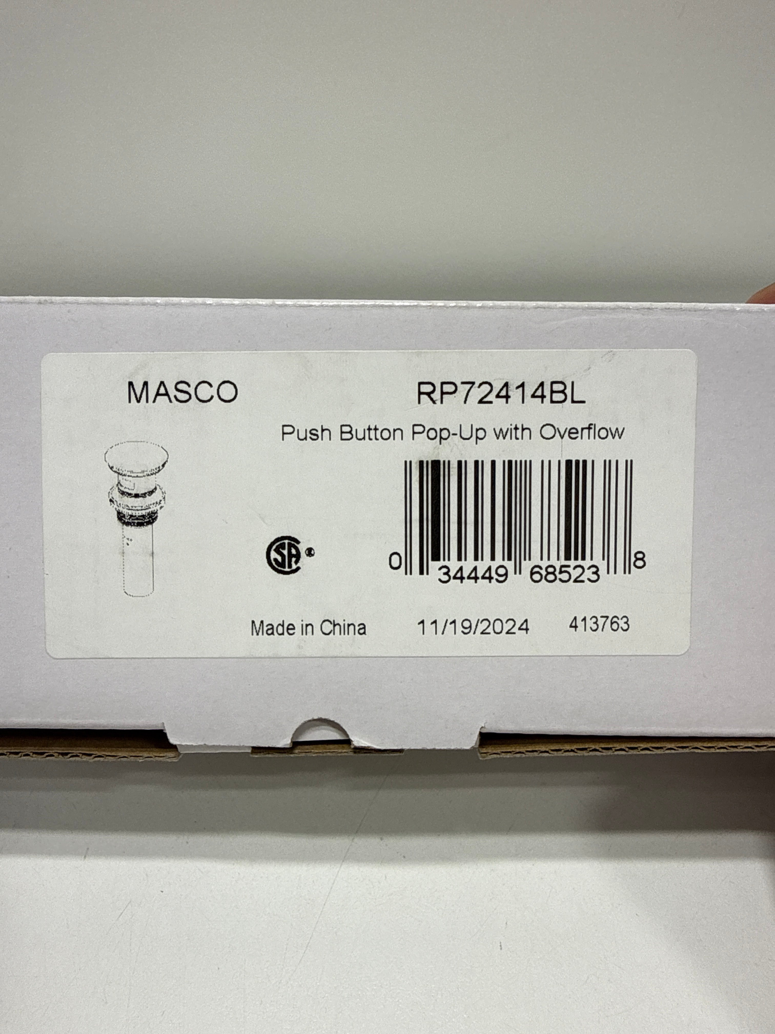 Used Brizo RP72414 1-5/8" Push Button Drain Assembly