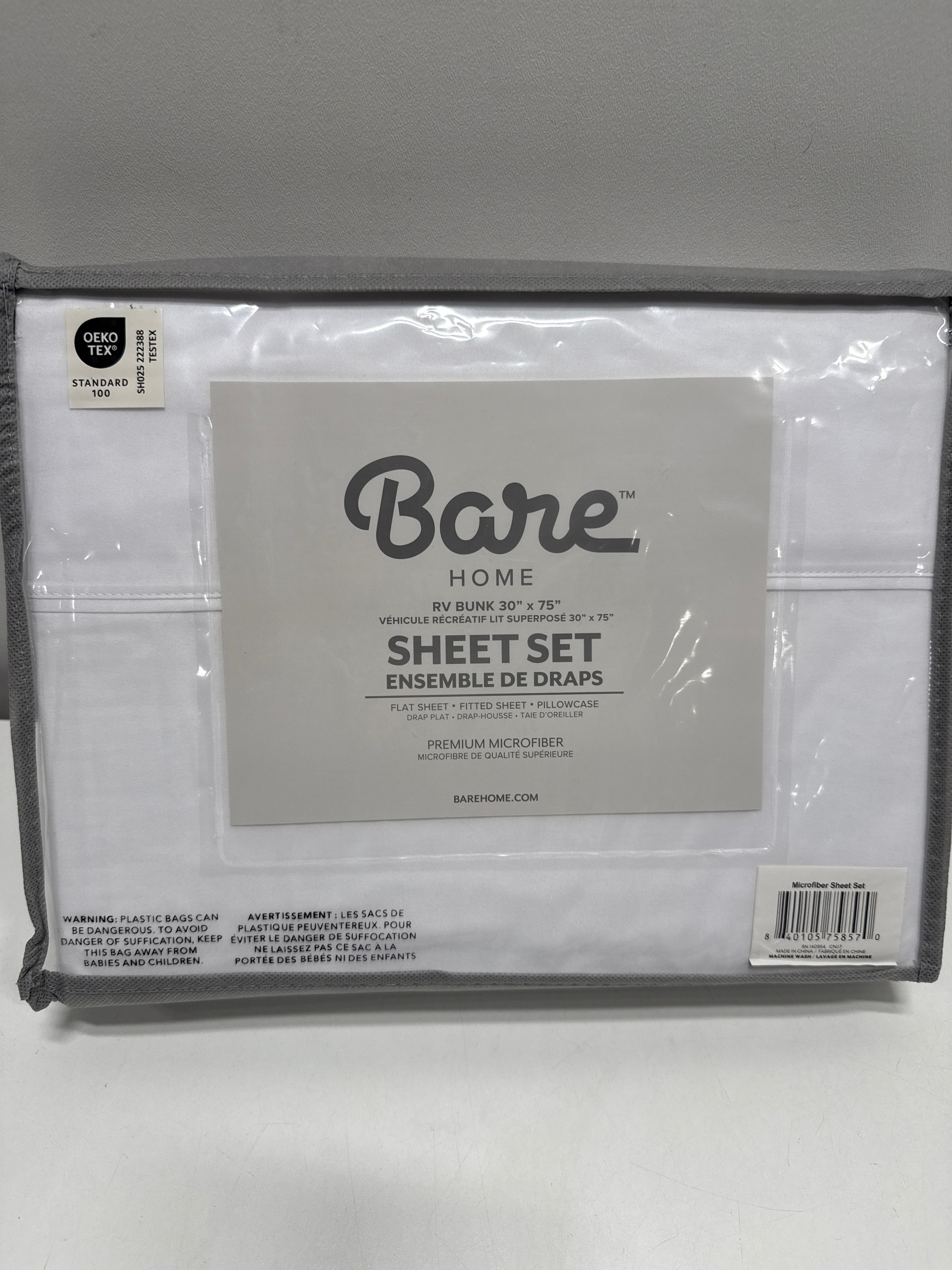 Bare Home RV Bunk Sheet Set - 1800 Ultra-Soft Microfiber RV Bunk Bed Sheets - Double Brushed - Deep Pockets - Easy Fit - 3 Piece Set