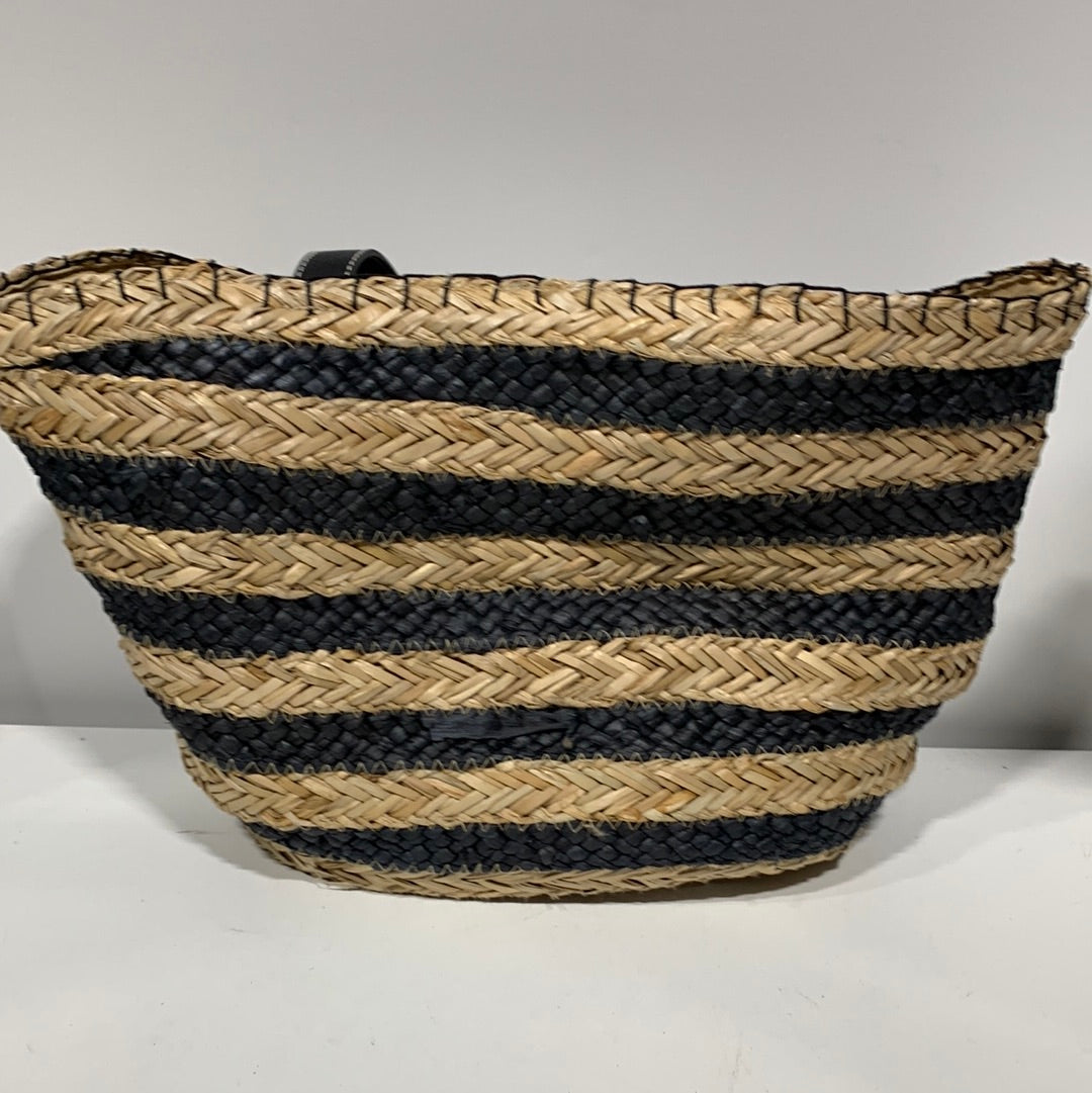 Striped Straw Basket Tote Handbag - Universal Thread Black