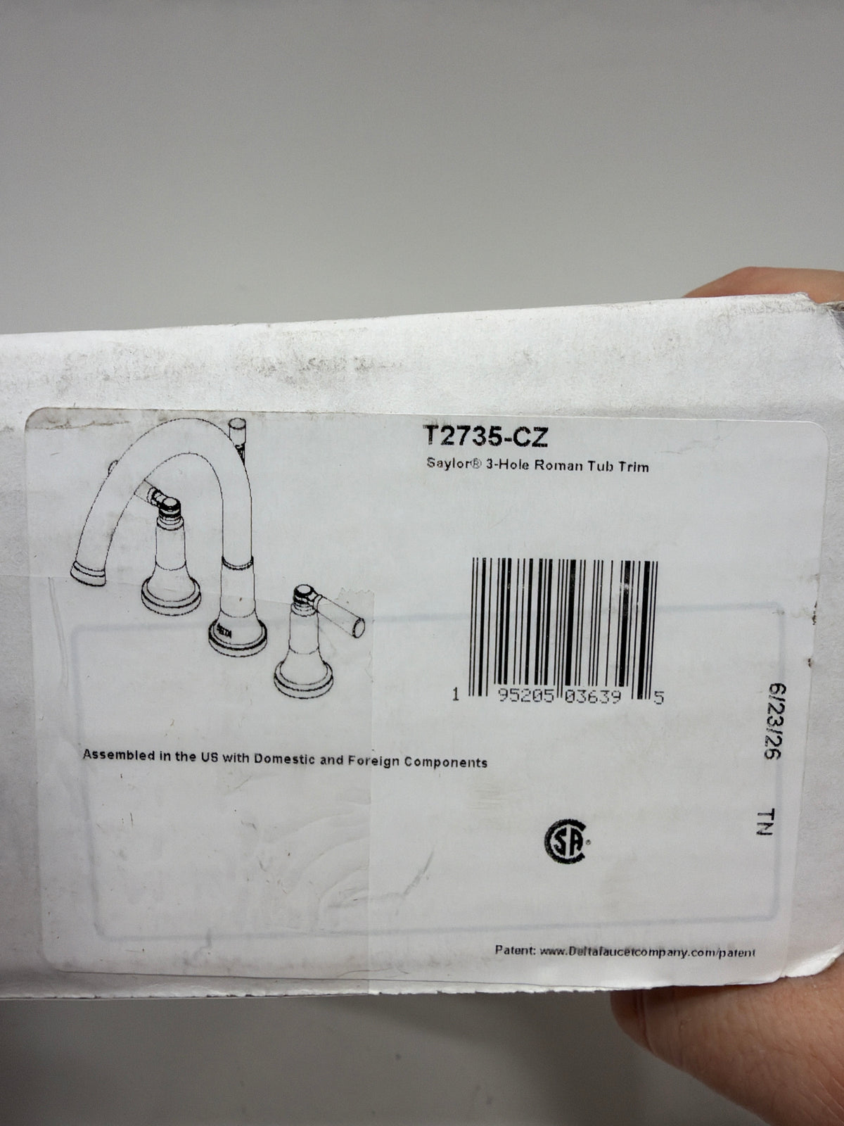 Delta T2735 Saylor Deck Mounted Roman Tub Filler - Less Rough in Champagne Bronze Faucet Roman Tub Double Handle
