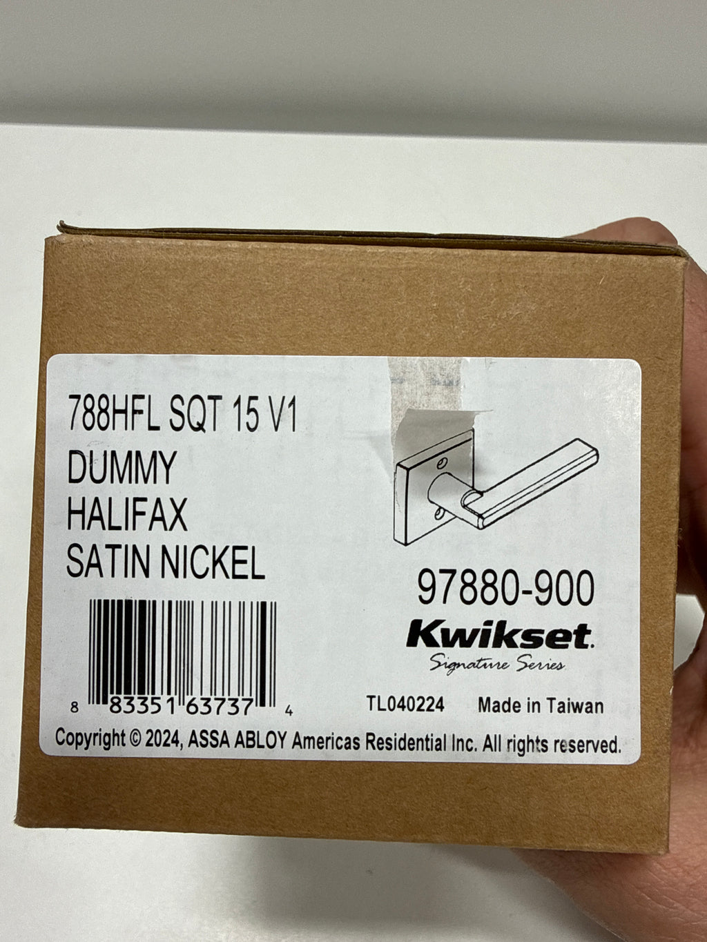 Kwikset Halifax Square Dummy Lever Doorknob Satin Nickel - Single Dummy Lever