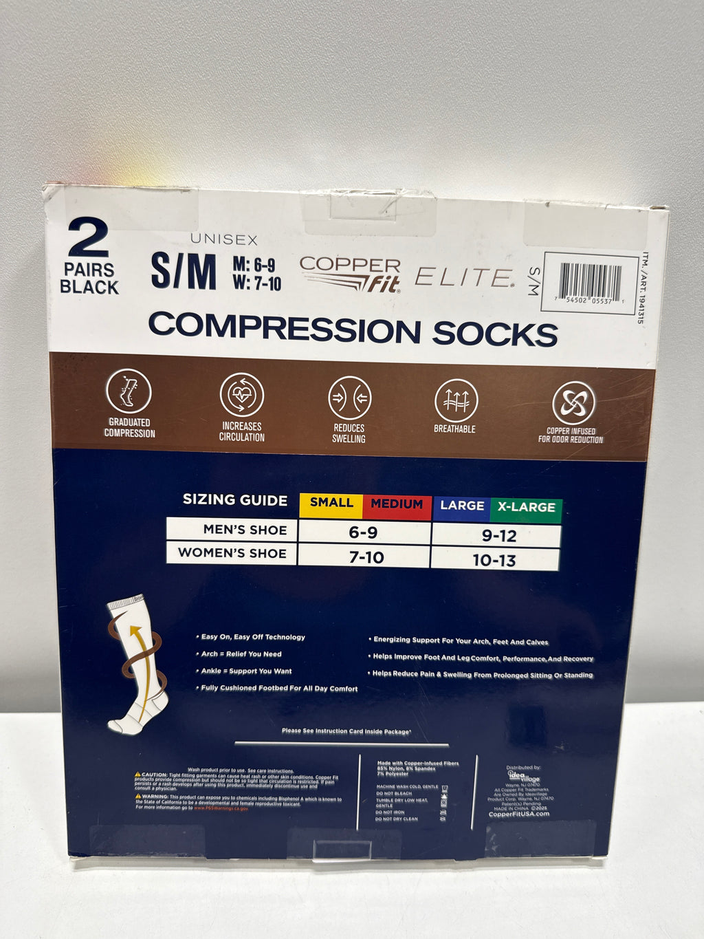Copper Fit Elite Compression Socks Air S/M 16–20”