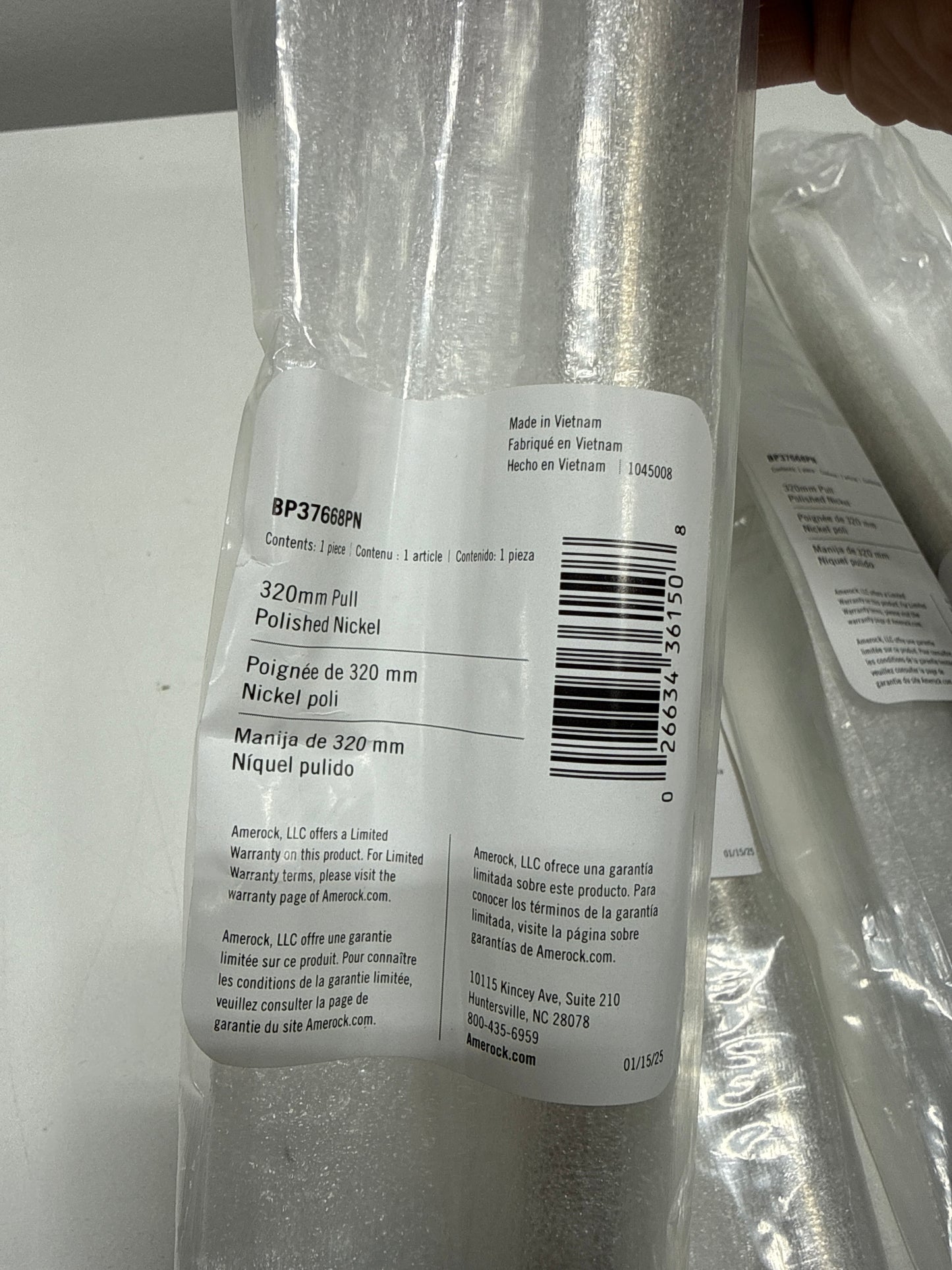 4 x Amerock Coble 12-5/8 Inch (320mm) Center-to-Center Polished Nickel Cabinet Pull