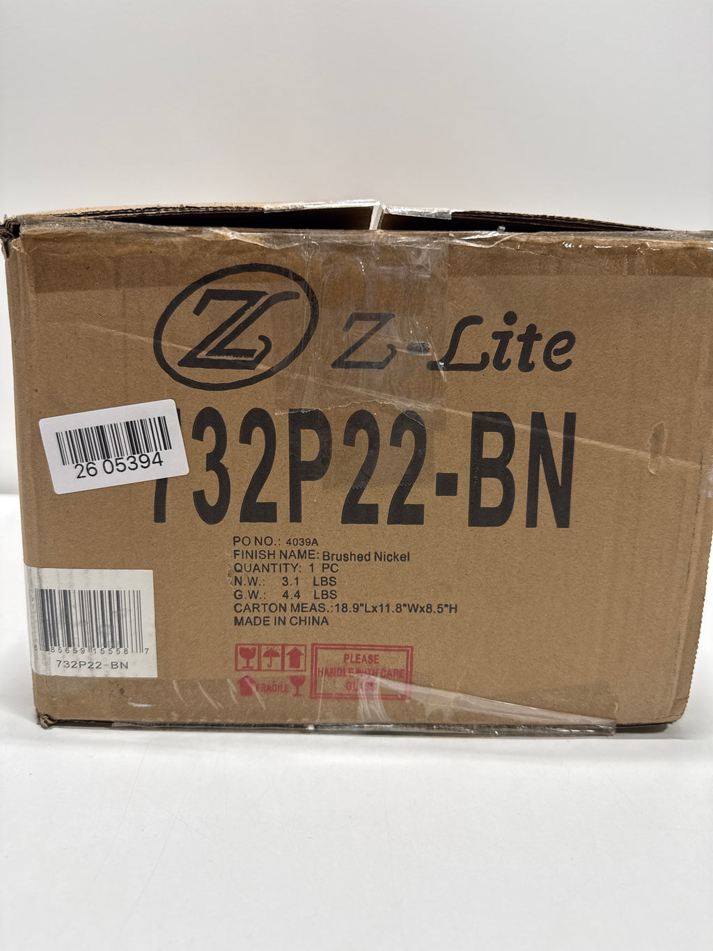 Z-Lite 1 Light Pendant 732P22-BN