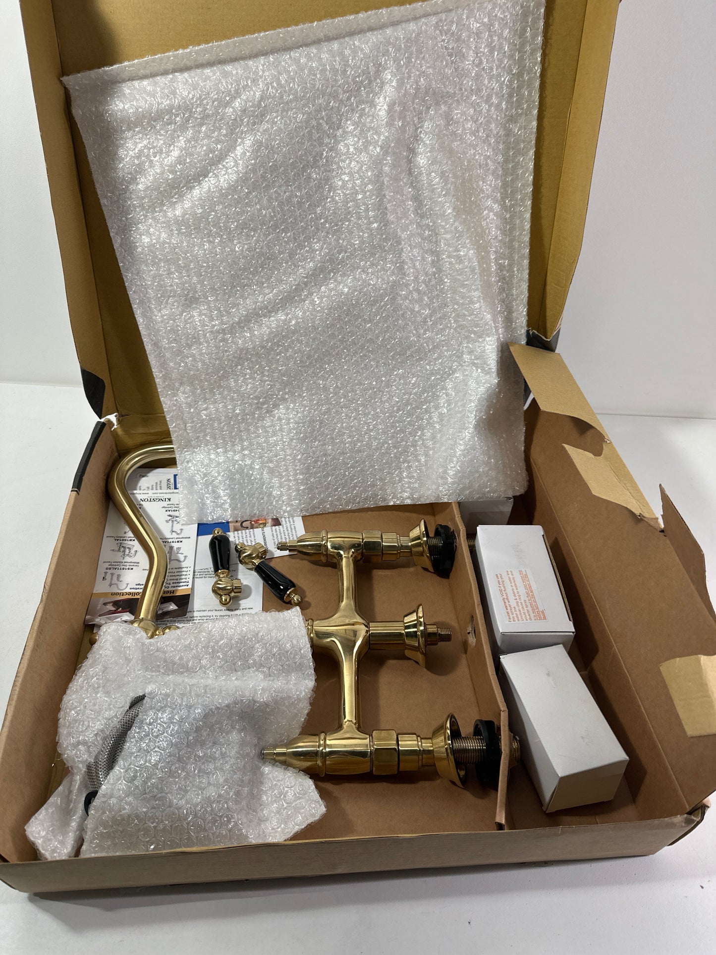 Kingston Brass KS1272ALBS Heritage Kitchen Faucet with Brass Sprayer, 8-3/4-Inch, Polished Brass