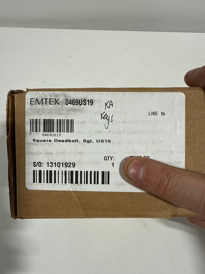 Emtek 8469US19 Solid Brass Square Single Cylinder Deadbolt Flat Black