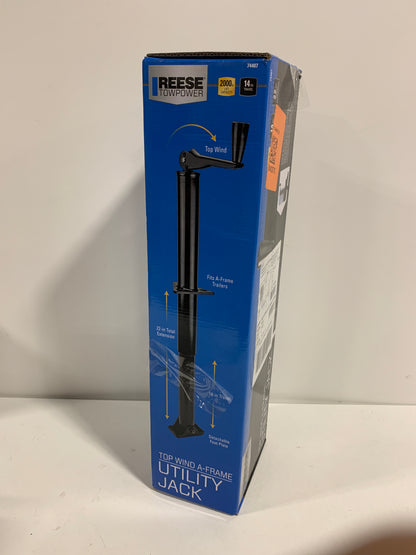 REESE Towpower 74407 Round Trailer Jack, A-Frame, 2,000 lbs. Lift Capacity, Topwind, Bolt-On, 14 Inch Travel