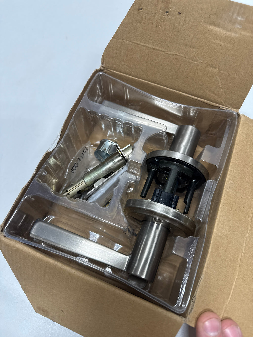 Trafford Lever Entry Door Lock SmartKey with 6AL Latch and RCS Strike Satin Nickel Finish