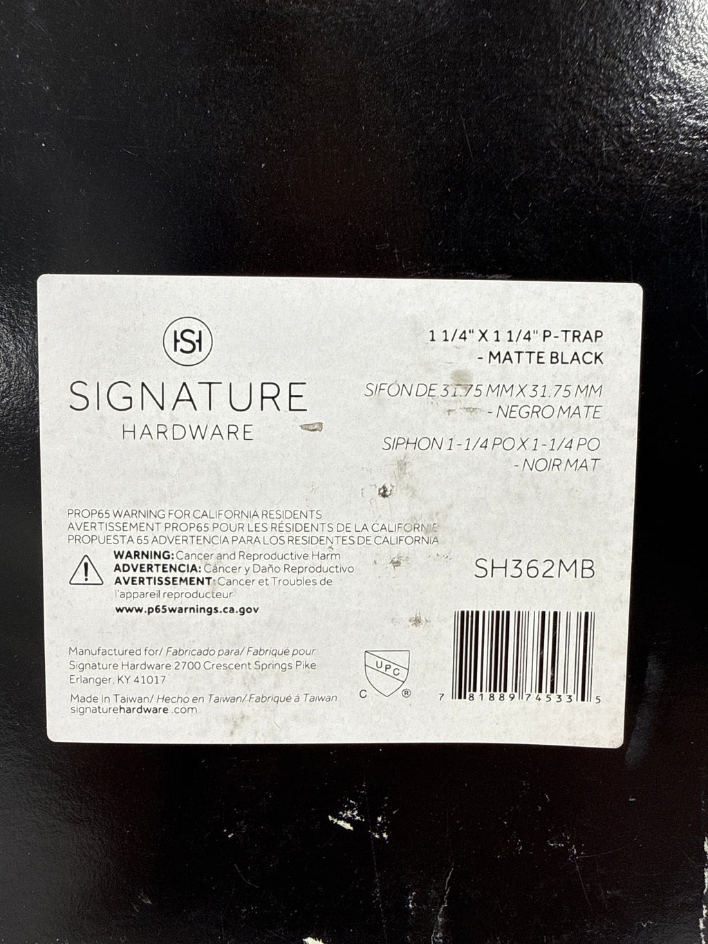 Signature Hardware 926610 1-1/4" P-Trap with High Box Flange Matte Black