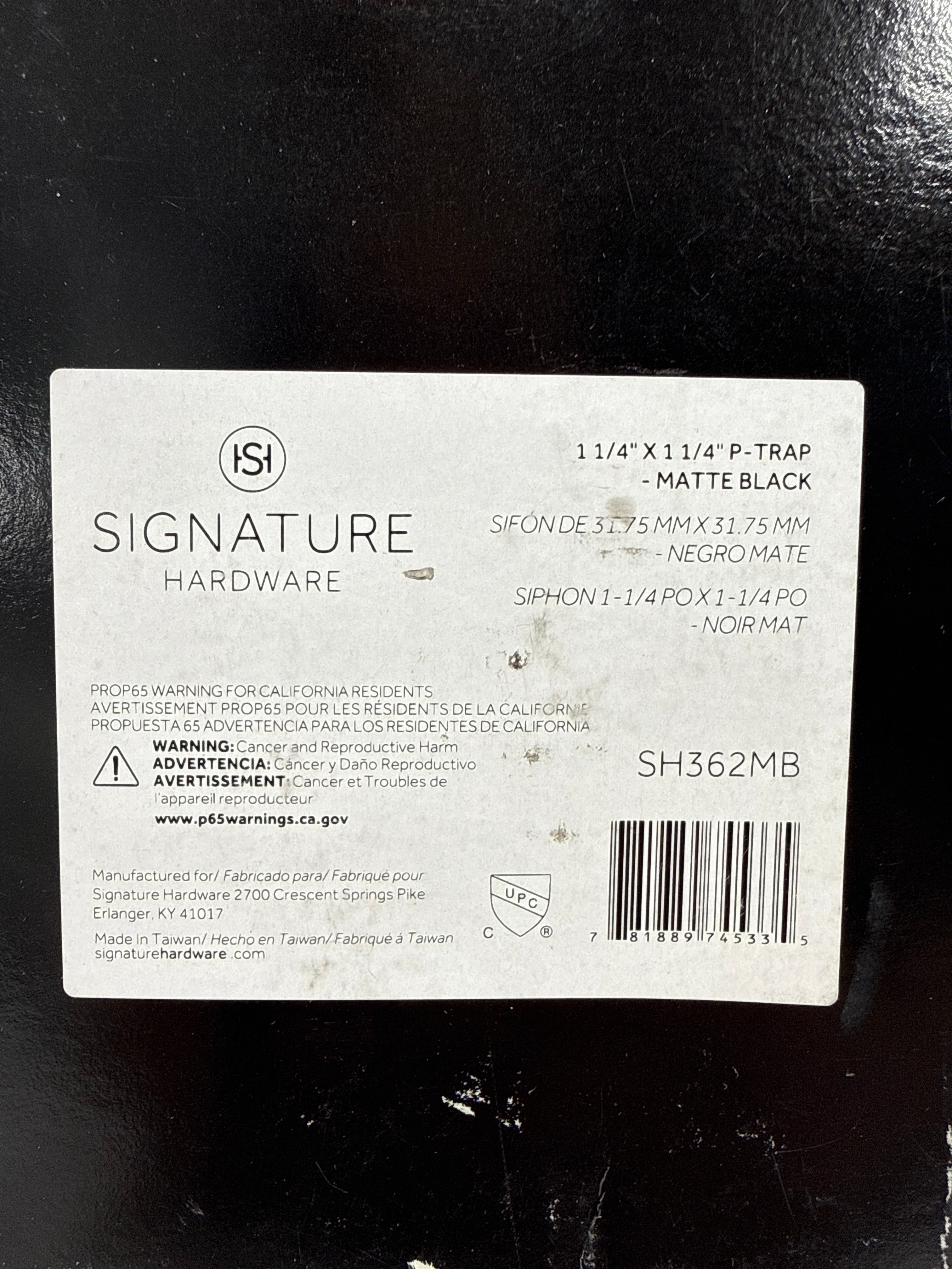 Signature Hardware 926610 1-1/4" P-Trap with High Box Flange Matte Black