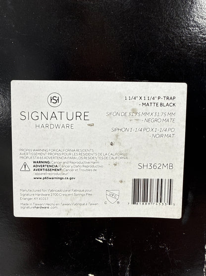 Signature Hardware 926610 1-1/4" P-Trap with High Box Flange Matte Black
