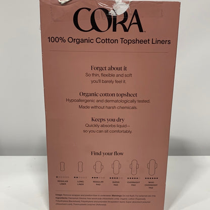 Cora 100% Organic Cotton Topsheet Liners -- 159 count -- Regular Liner