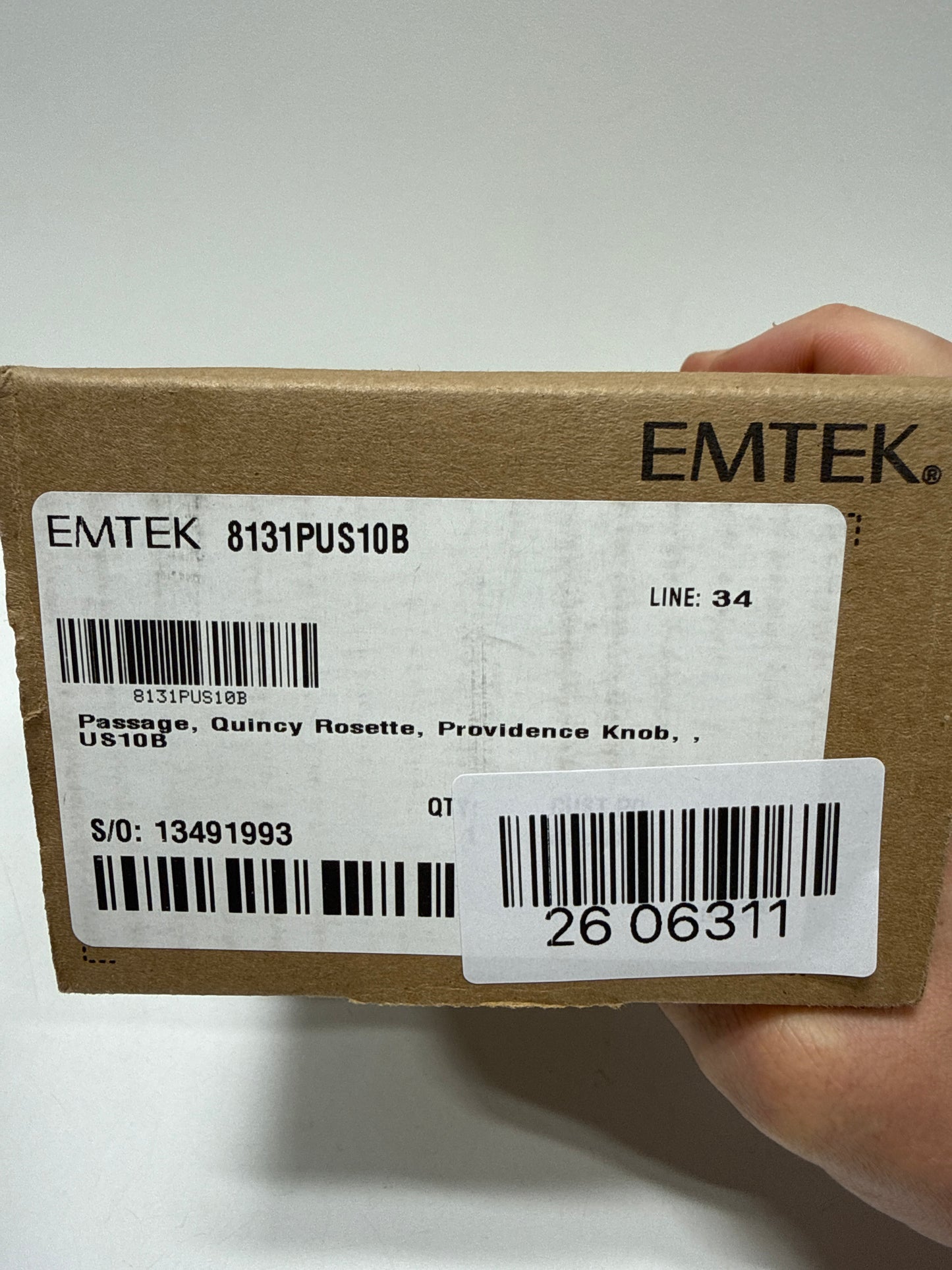 Emtek Providence Passage Door Knob Set with Quincy Rose from the Classic Brass Collection Model: 8131PUS10B