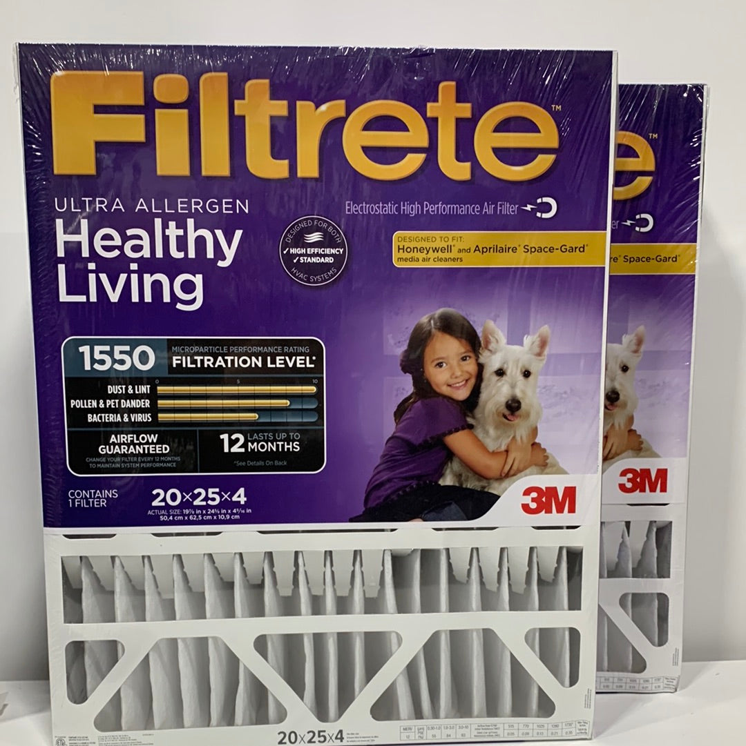 2 Filtrete 20 in. W X 25 in. H X 4 in. D Polyester 14 MERV Pleated Allergen Air Filter