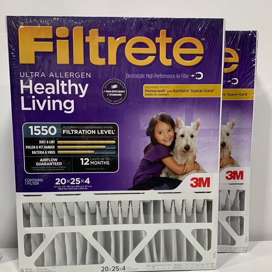 2 Filtrete 20 in. W X 25 in. H X 4 in. D Polyester 14 MERV Pleated Allergen Air Filter