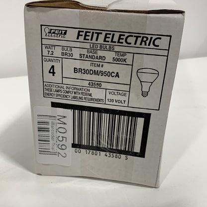 4 Pk FEIT Electric LED Flood BR30 Daylight 5000k 65 Watt