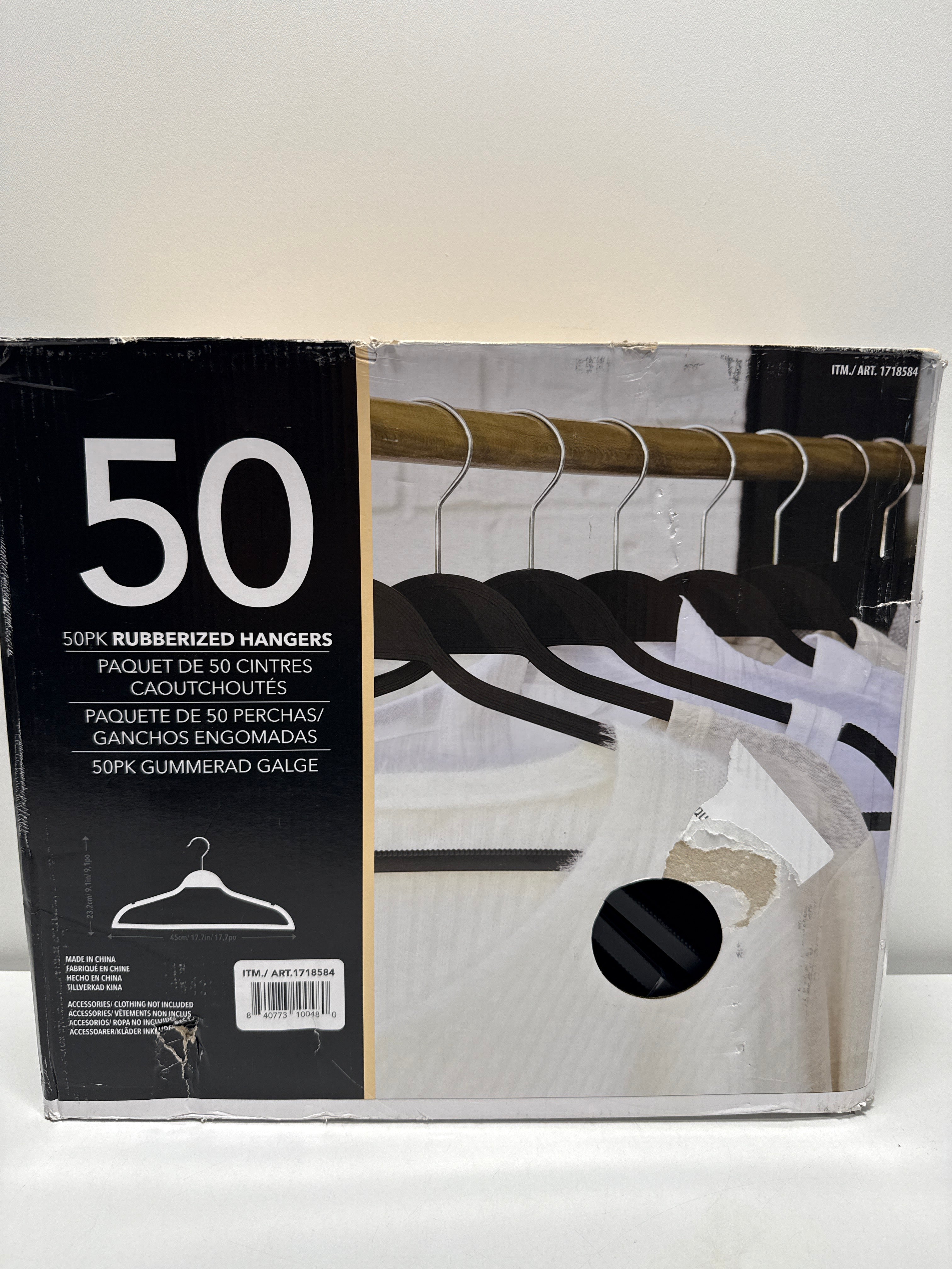 50 x  Rubberized Non Slip Clothes Hangers Black Adult Size Heavy Duty