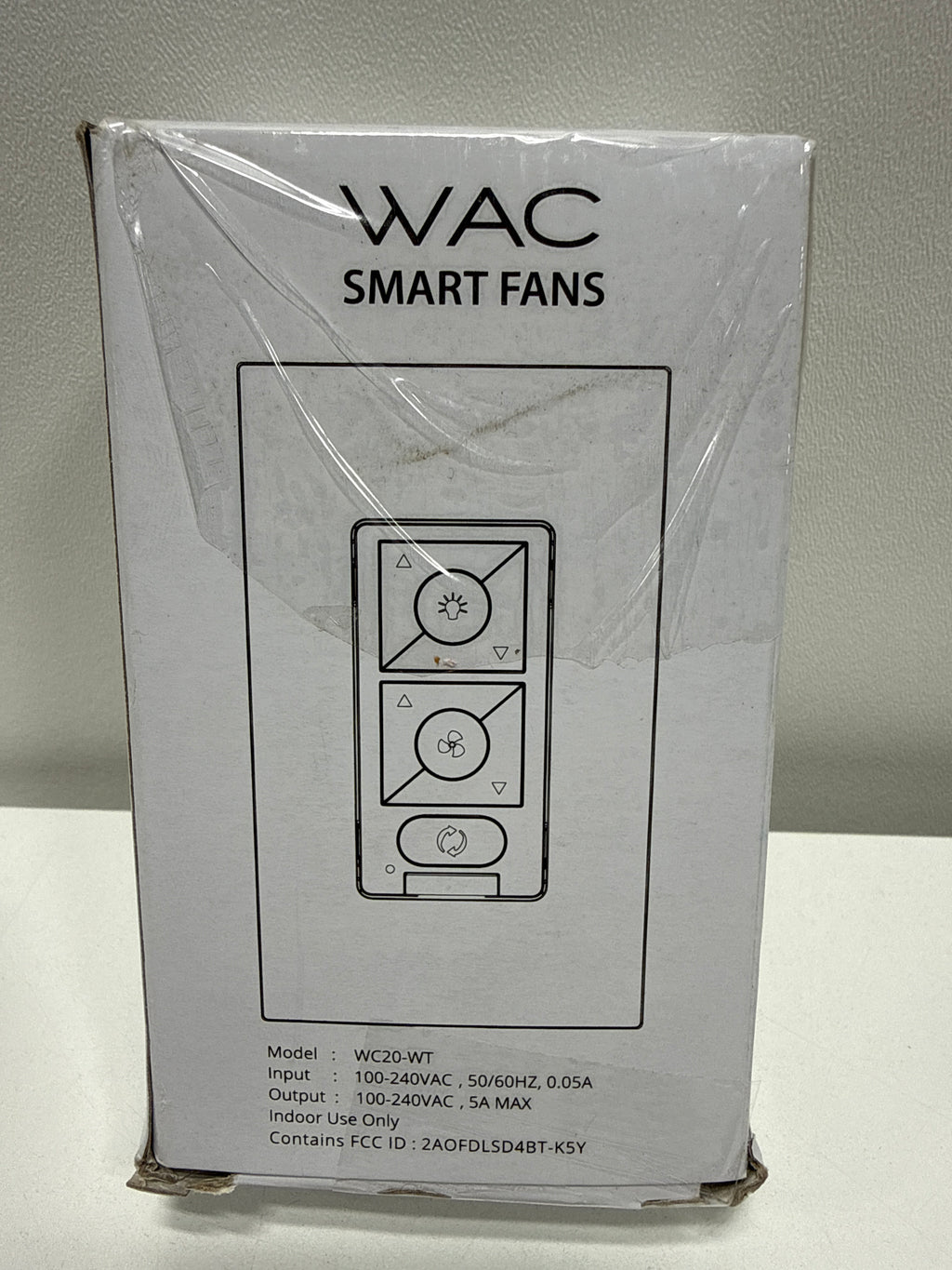 WAC Lighting 6-Speed Bluetooth Ceiling Fan Wall Control with Single Pole Wall Plate Model: WC20-W