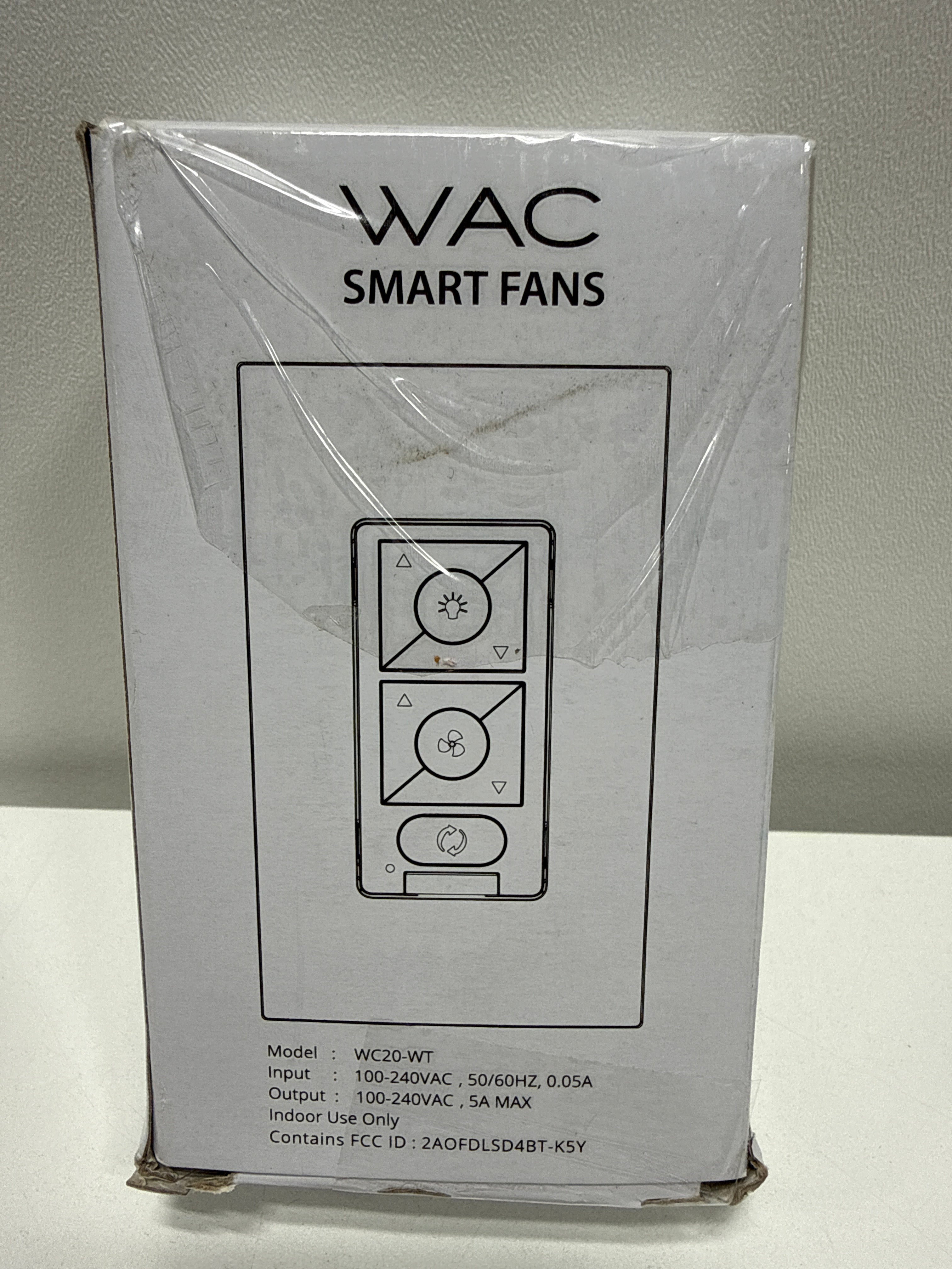 WAC Lighting 6-Speed Bluetooth Ceiling Fan Wall Control with Single Pole Wall Plate Model: WC20-W