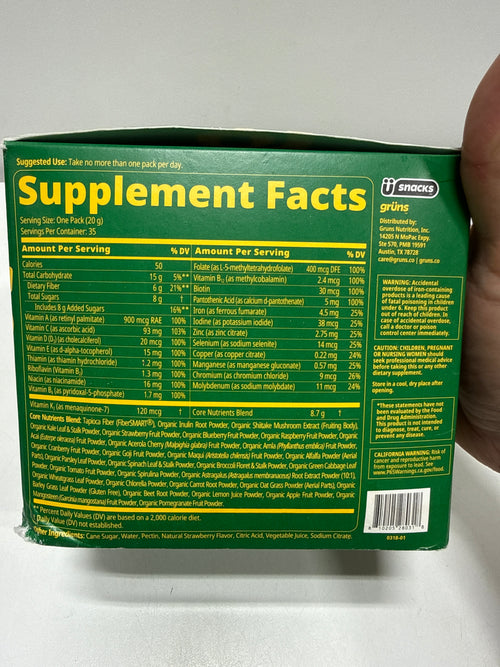 Grüns Adult Greens Gummies, 30 Daily Packs