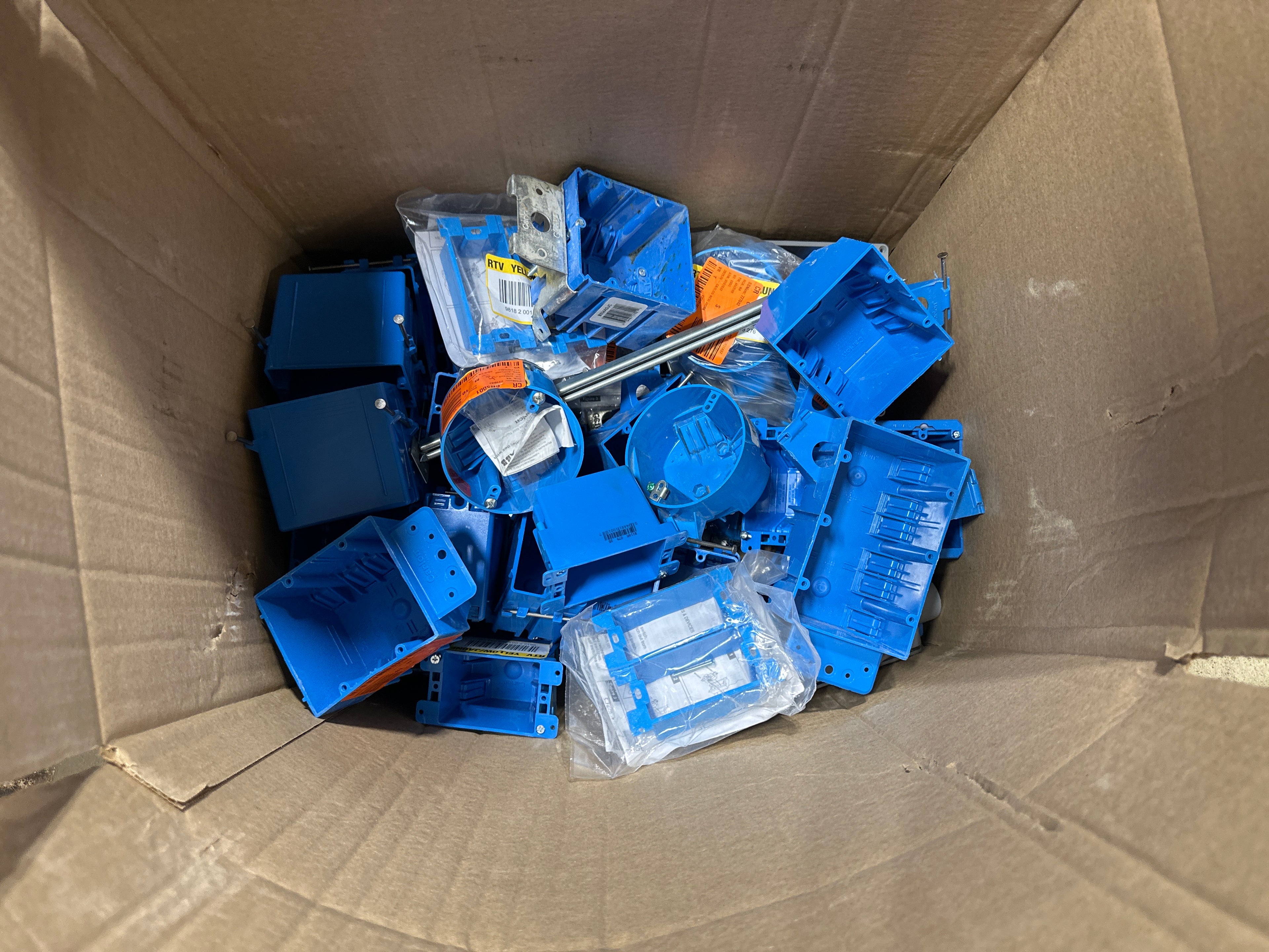 20 x 13 x 15 Box Lot of Electrical Rough in's Plastic.