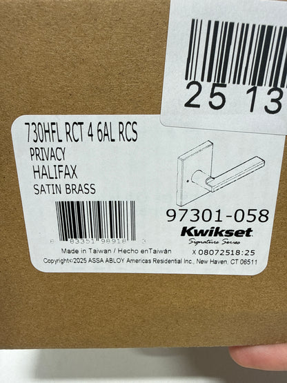 Kwikset 730Hflrct Halifax Privacy Door Lever Set - Brass