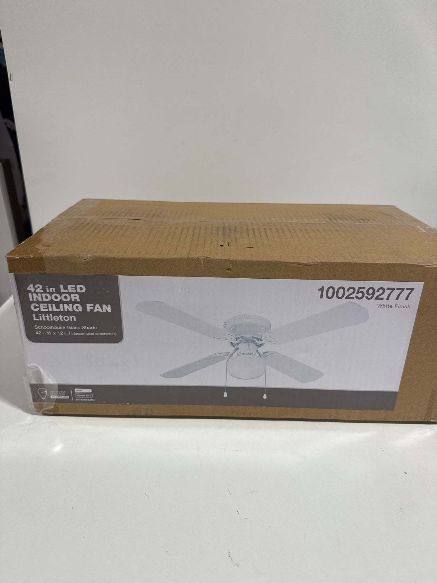 Littleton 42 in. LED Indoor White Ceiling Fan with Light Kit