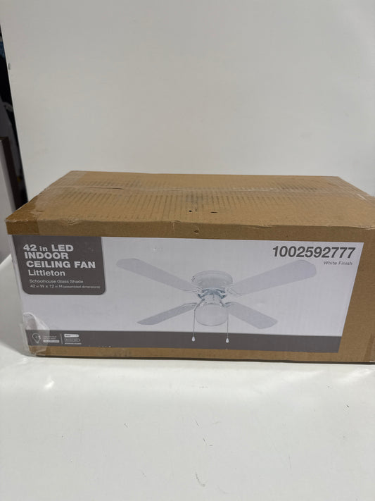 Littleton 42 in. LED Indoor White Ceiling Fan with Light Kit